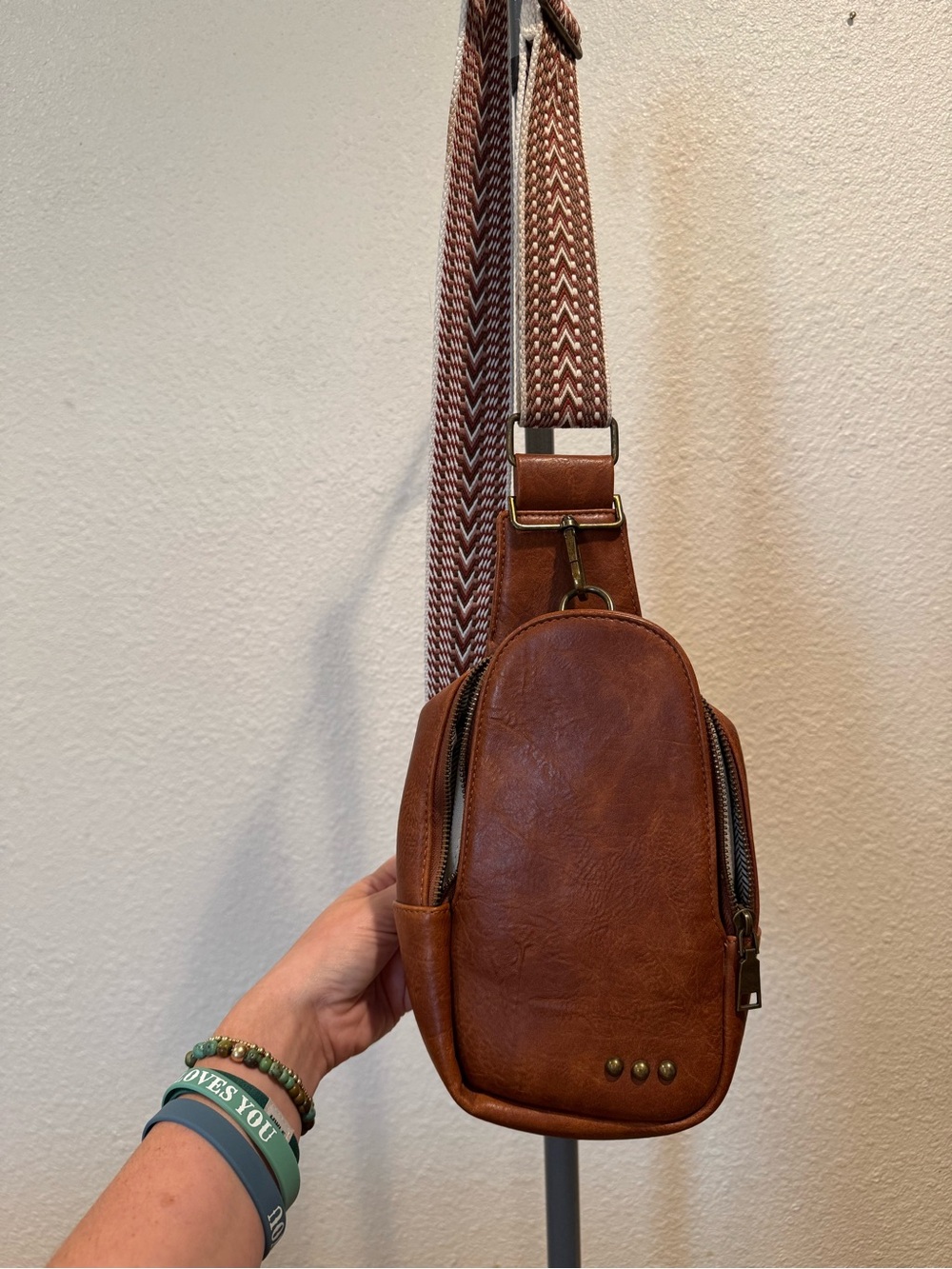 Brown Leather Crossbody Sling Bag